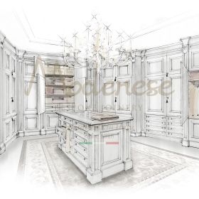 High-end walk-in closets project for a villa or an exclusive penthouse