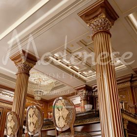 high class kitchen with rich and decorated ceilings and friezes