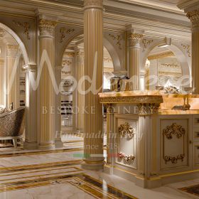 royal palace kitchens with luxury marble flooring and richly interspersed columns