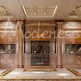 classic Italian kitchen in solid wood and rich golden friezes