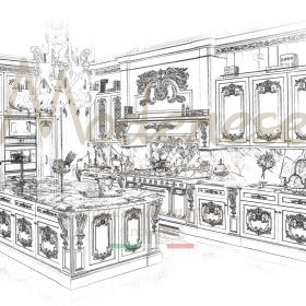 Baroque kitchen project with central island