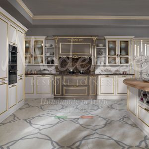 the best custom-made luxury kitchens from Italy with precious golden friezes